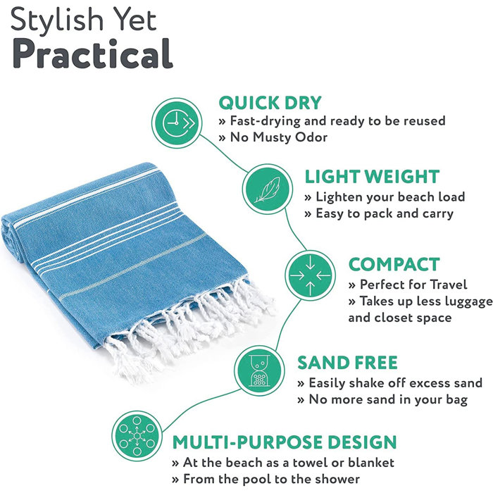 PADISHAHHOME 100 Turkish Cotton Beach Towel Set Oversized Pool Towels 38" X 71 & Reviews